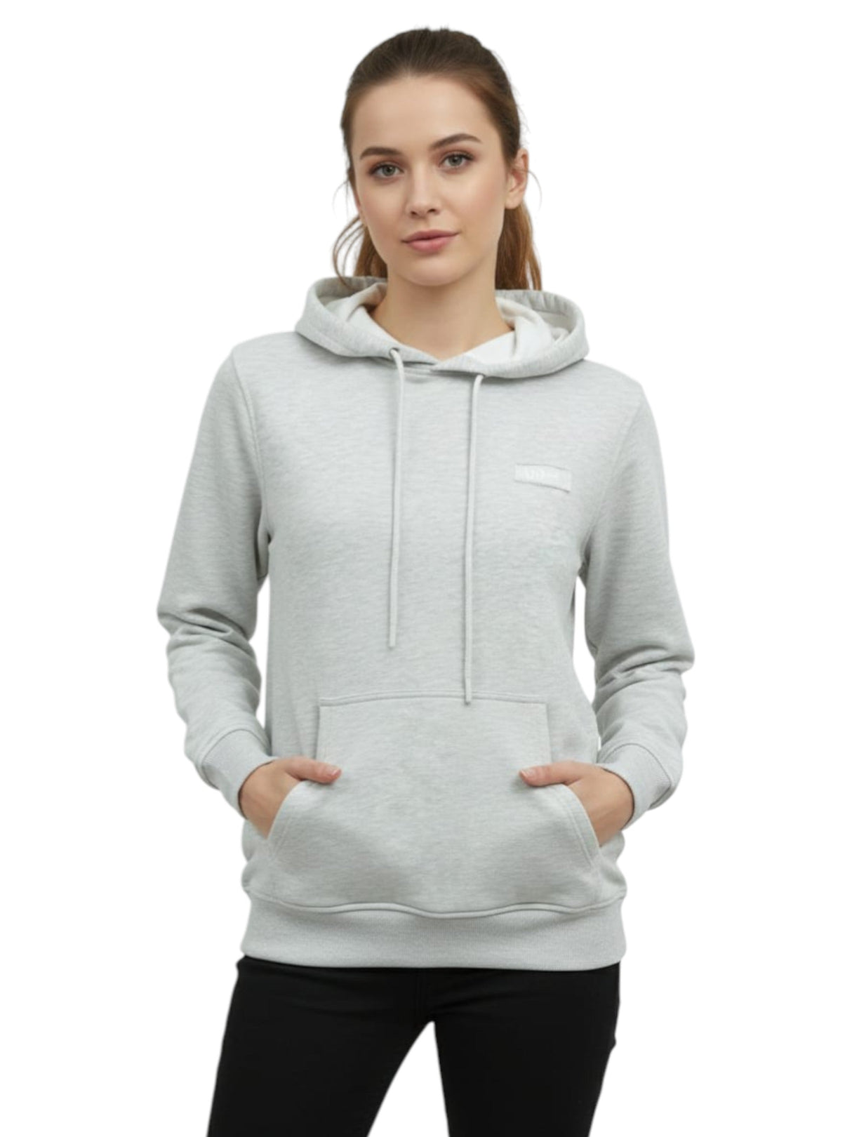 Image for Women's Plain Solid Hoodie,Light Grey