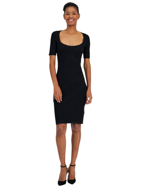 Image for Women's Knitted Ribbed Dress,Black