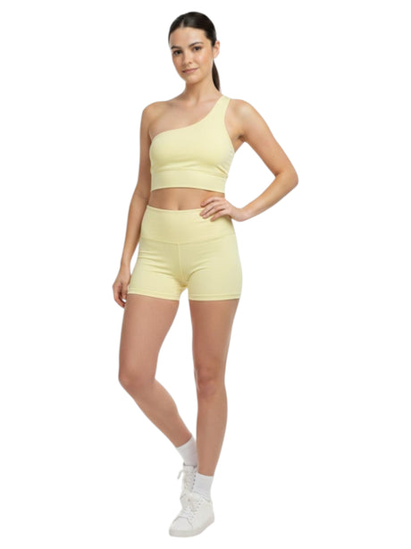 Image for Women's Plain One Off Shoulders Sport Crop Top,Yellow