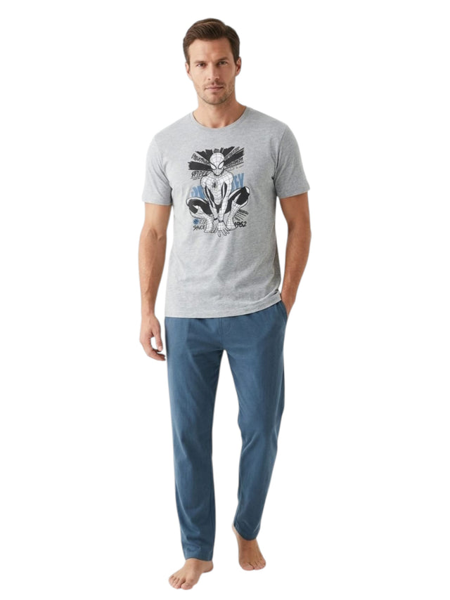 Image for Men's Printed Sleepwear Pajama Set,Navy/Grey
