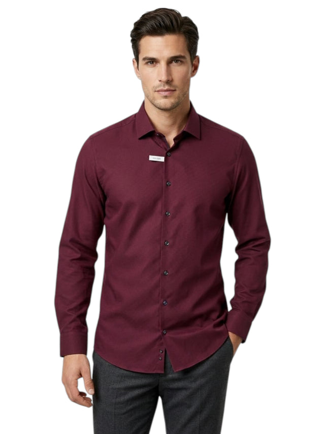 Image for MEn's Plain Dress Shirt,Burgundy