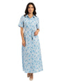 Image for Women's Blue Floral Printed Dress,White