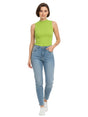 Image for Women's Shiny Textured Sheer Top,Green