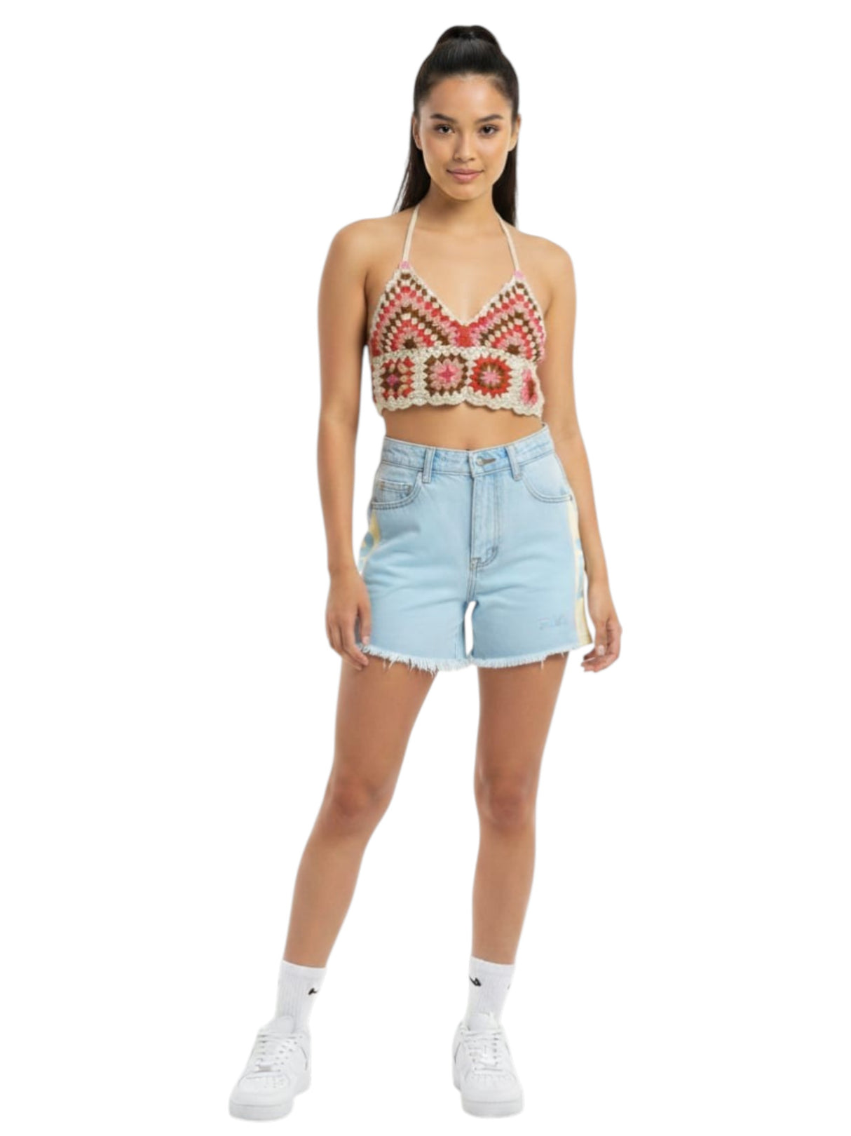 Image for Women's Graphic Knitted Crop Top,Multi