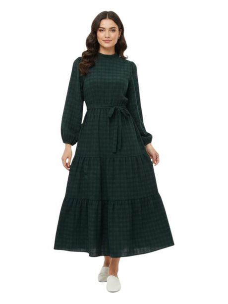 Image for Women's Plaid Dress,Green 