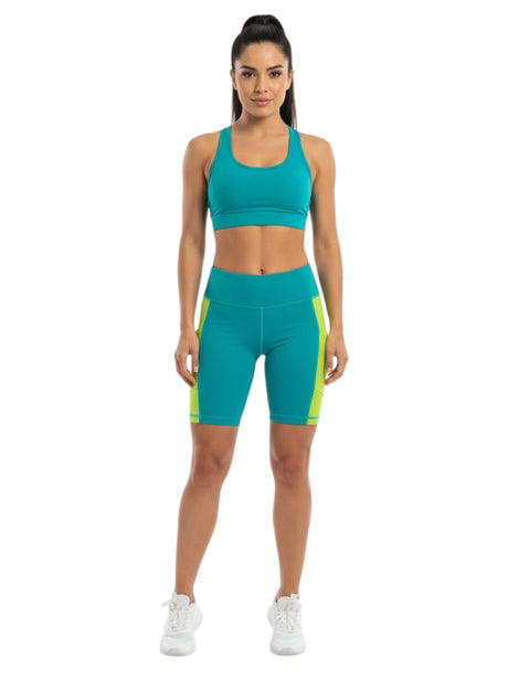 Image for Women's Cololrblocked Ribbed Short,Turquoise