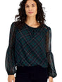 Image for Women's Plaid Top,Dark Green