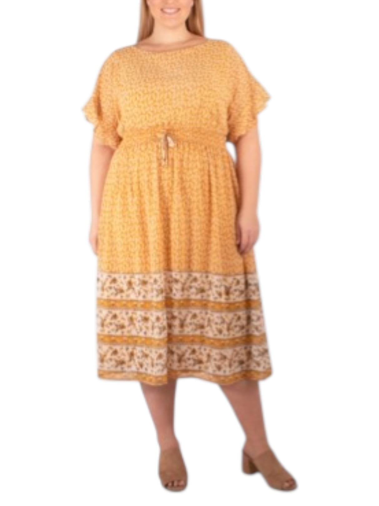 Image for Women's Printed Ruffled Dress,Orange