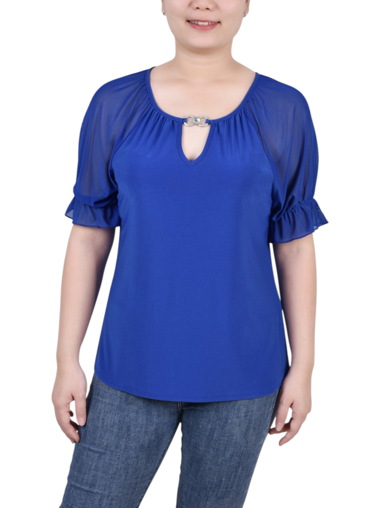 Image for Women's Plai Mesh Top,Indigo