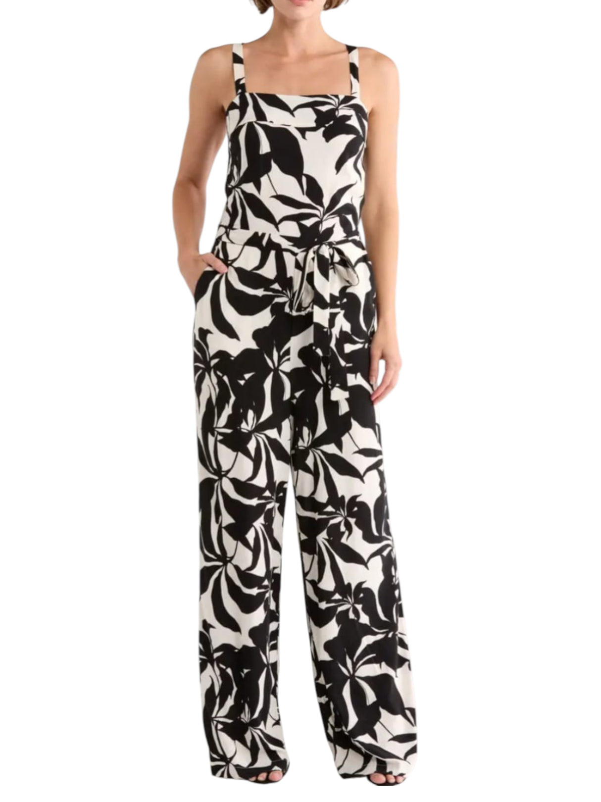 Image for Women's Printed Jumpsuit,Blak/White