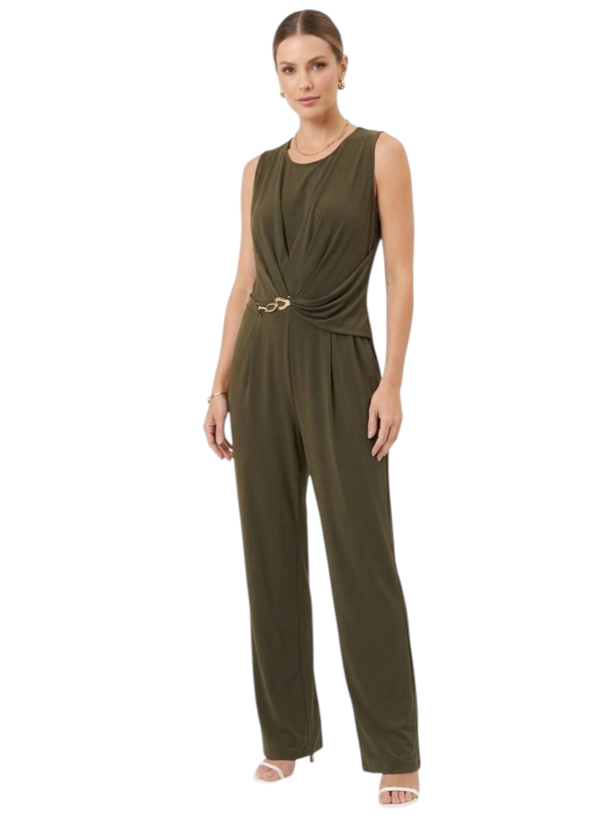 Image for Women's Plain Wrapped Jumpsuit,Olive