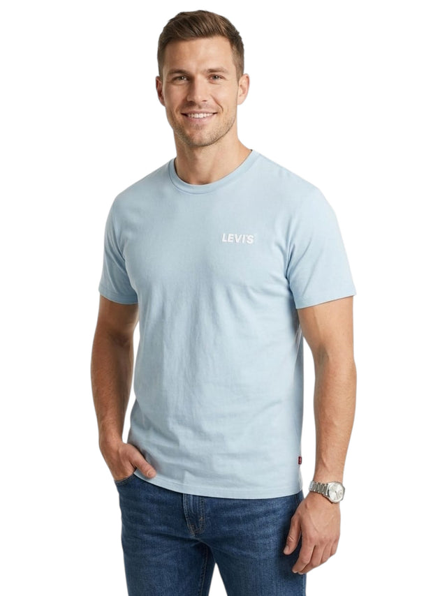 Image for Men's Brand Logo Printed Top,Light Blue