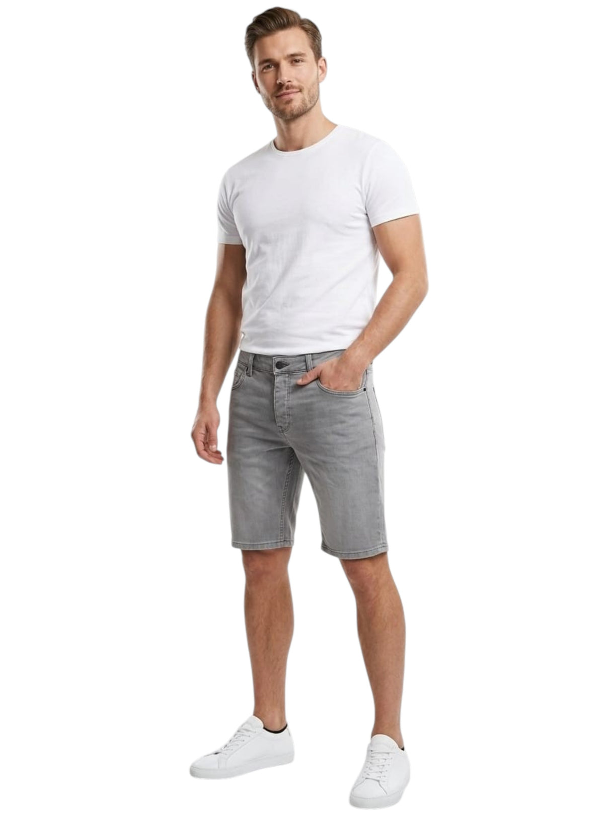 Image for Men's Plain Solid Jeans Short,Grey