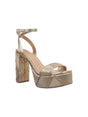 Image for Women's Textured Heels Sandals,Gold