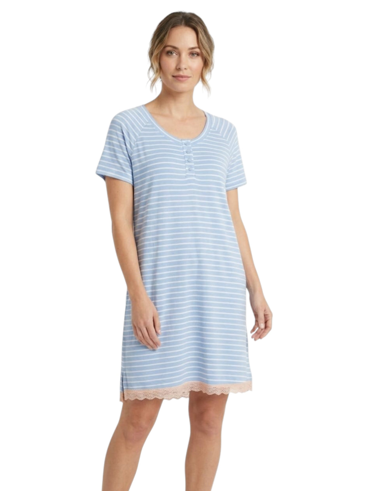 Image for Women's White Striped Sleepwear Robe,Blue