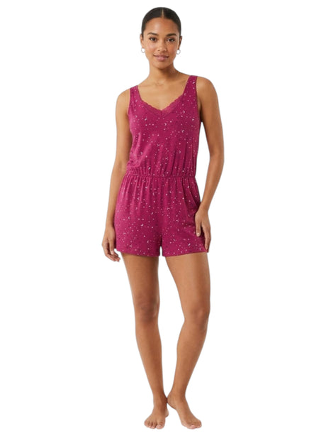 Image for Women's Printed Sleepwear Jumpsuit,Red