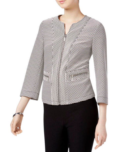 Image for Women's Zigzag Striped Blazer,Black/White