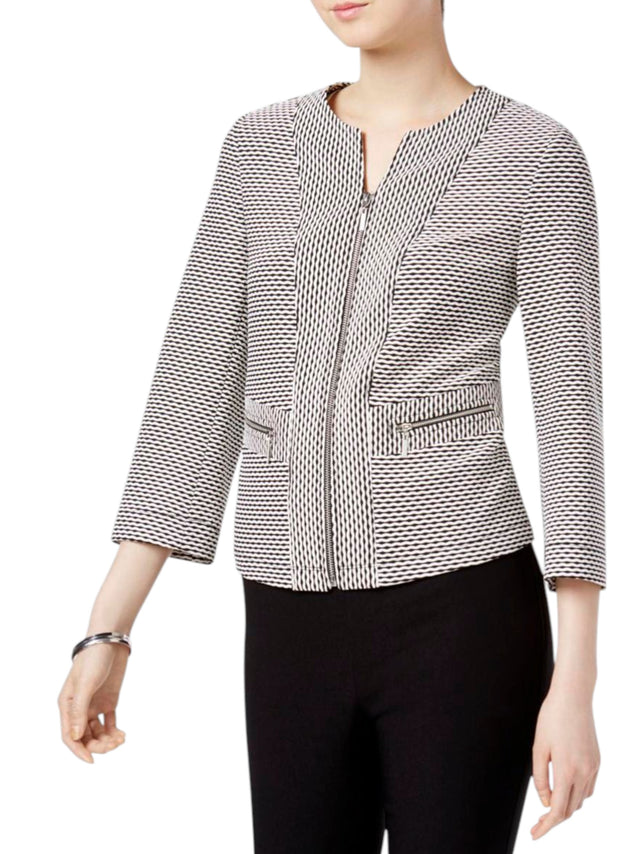 Image for Women's Zigzag Striped Blazer,Black/White