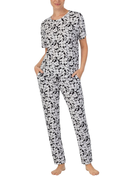 Image for Women's White Floral Printed Sleepwear Top,Black/White