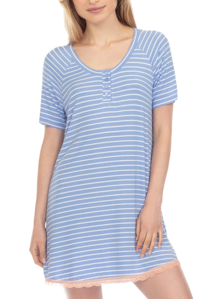 Image for Women's White Striped Sleepwear Robe,Blue