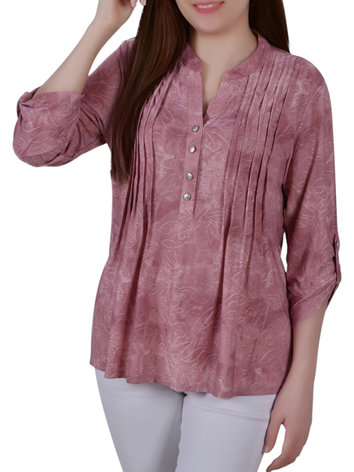 Image for Women's Embroidered Top,Dusty Pink
