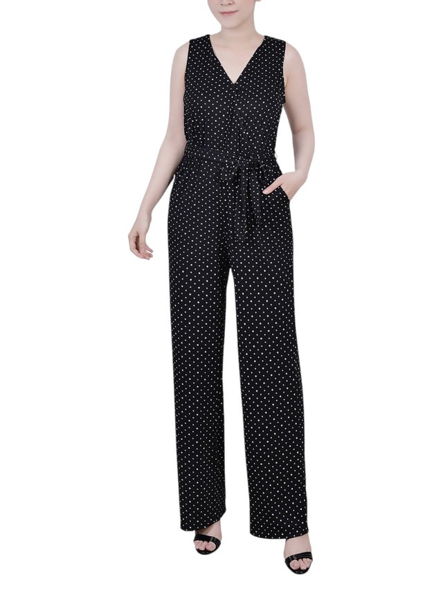 Image for Women's White Dotted Jumpsuit,Black