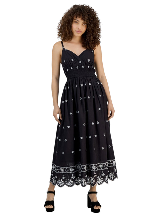 Image for Women's Floral Embroidered Dress,Black