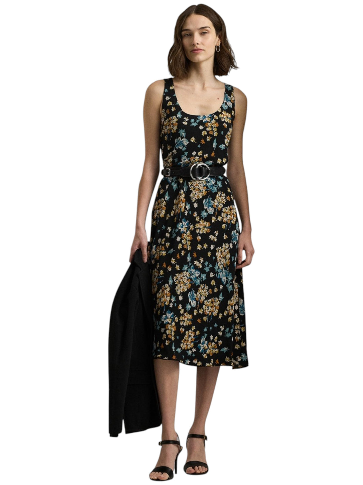 Image for Women's Floral Printed Dress,Black