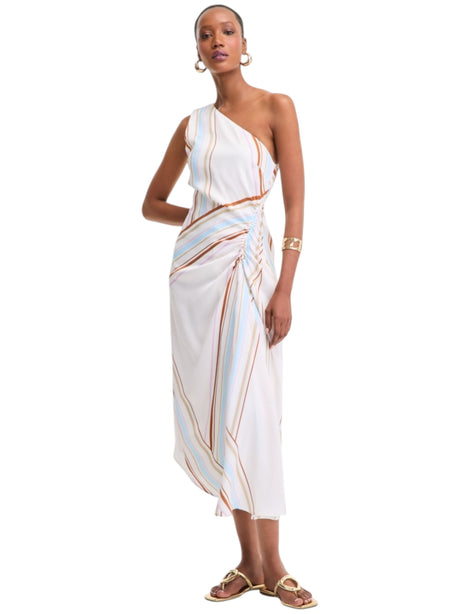 Image for Women's Multi Colored Striped One Off Shoulders Dress,Multi