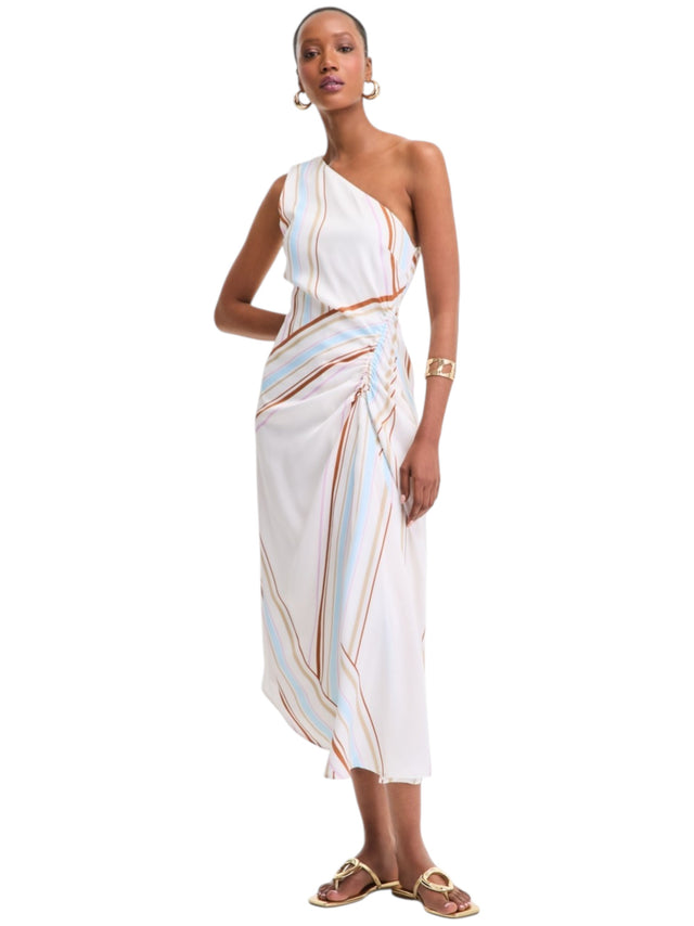 Image for Women's Multi Colored Striped One Off Shoulders Dress,Multi