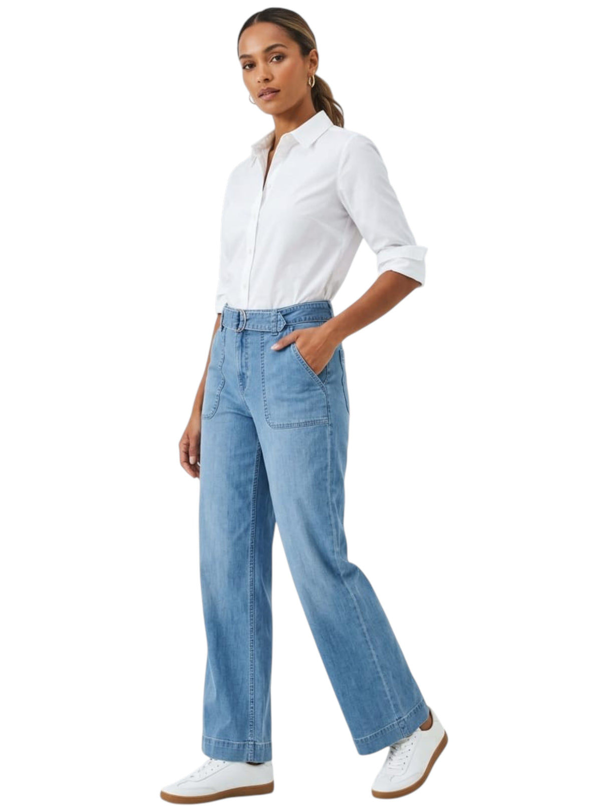 Image for Women's Plain Solid Denim Pant,Blue