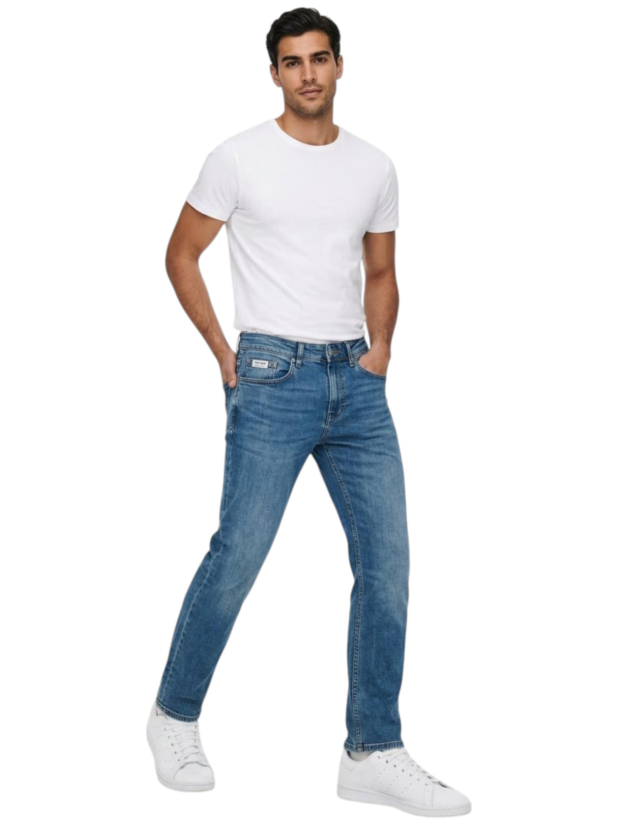 Image for Men's Washed Jeans,Light Blue