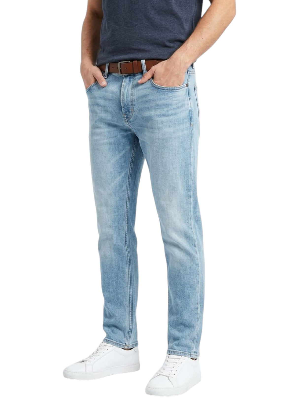 Image for Men's Washed Jeans,Light Blue