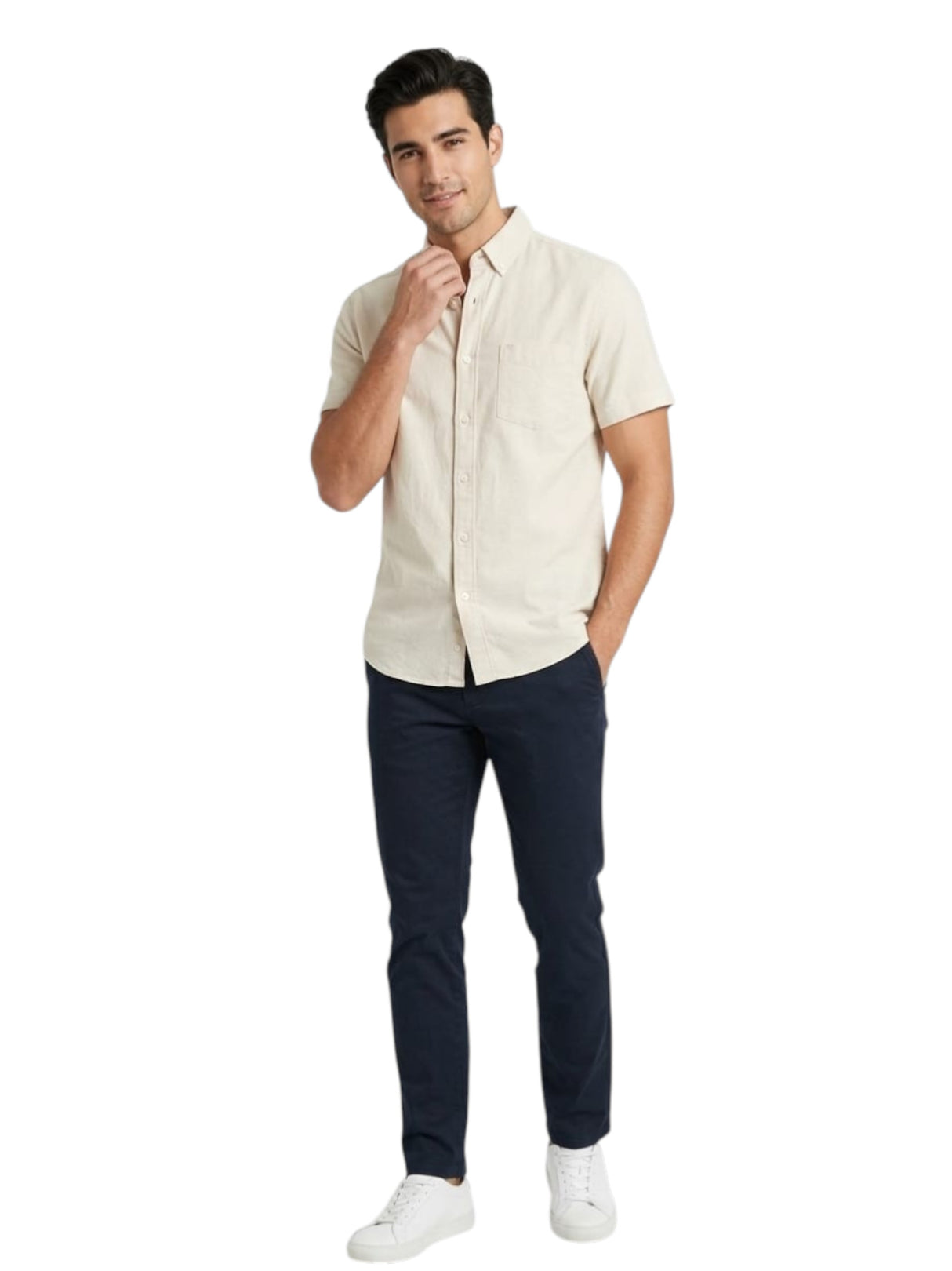 Image for Men's Textured Dress Shirt,Beige