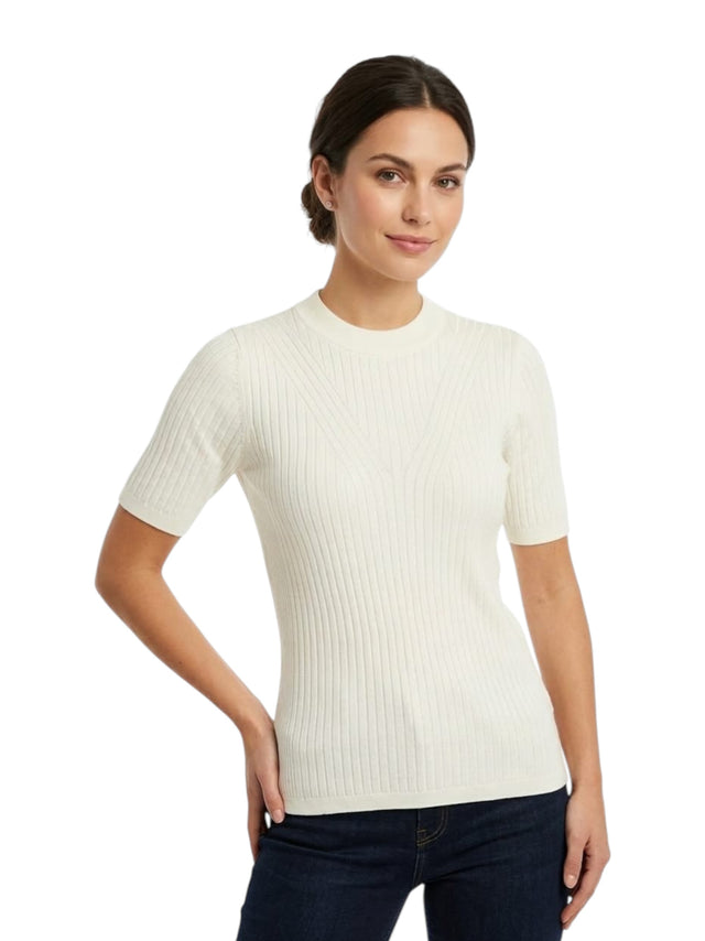 Image for Women's Knitted Ribbed Top,White