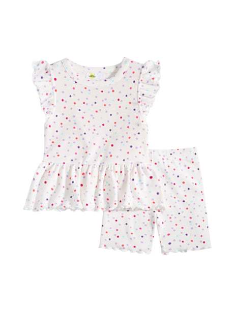 Image for Kids Girl's Dotted Set Top&Short,White
