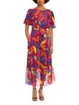 Image for Women's Printed Shiny Dress,Mauve
