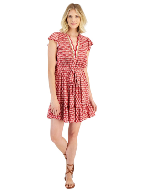 Image for Women's Printed Dress,Red