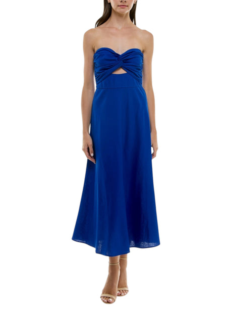 Image for Women's Plain Off Shoulder Dress,Indigo