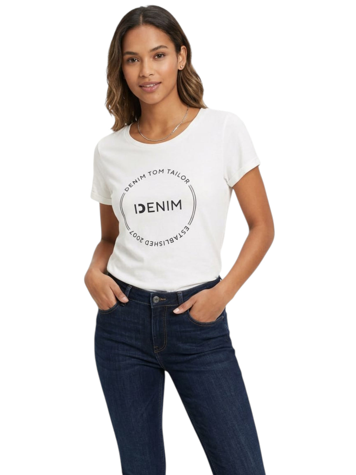 Image for Women's Brand Logo Printed Top,Off White