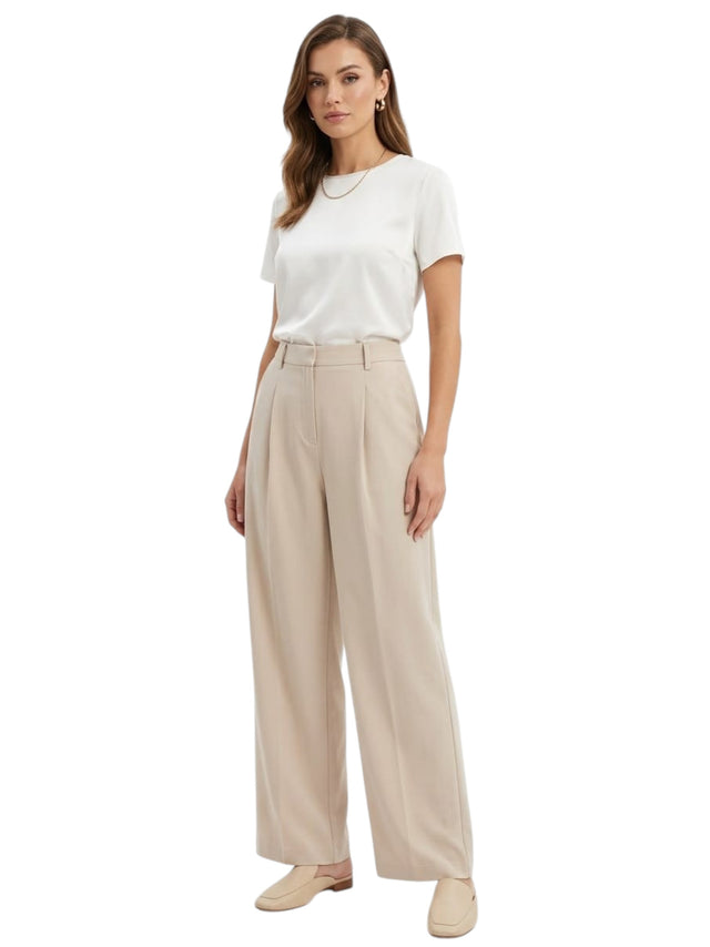 Image for Women's Plain Solid Classic Pant,Beige