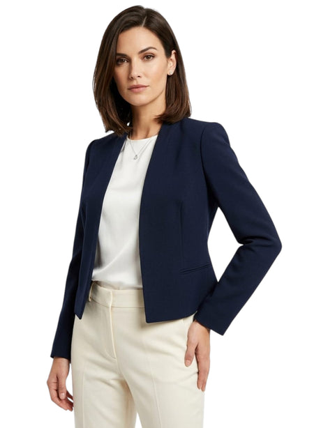 Image for Women's Plain Solid Blazer,Navy