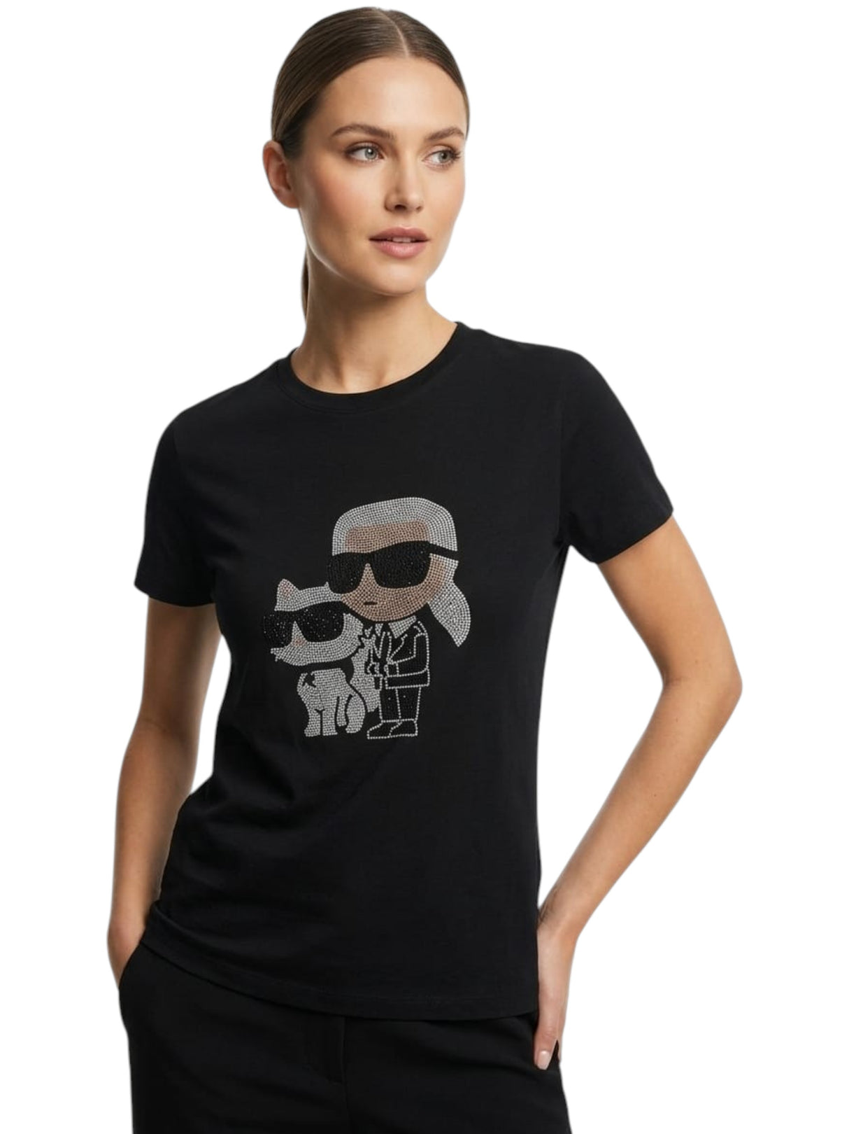 Image for Women's Graphic Printed Top,Black