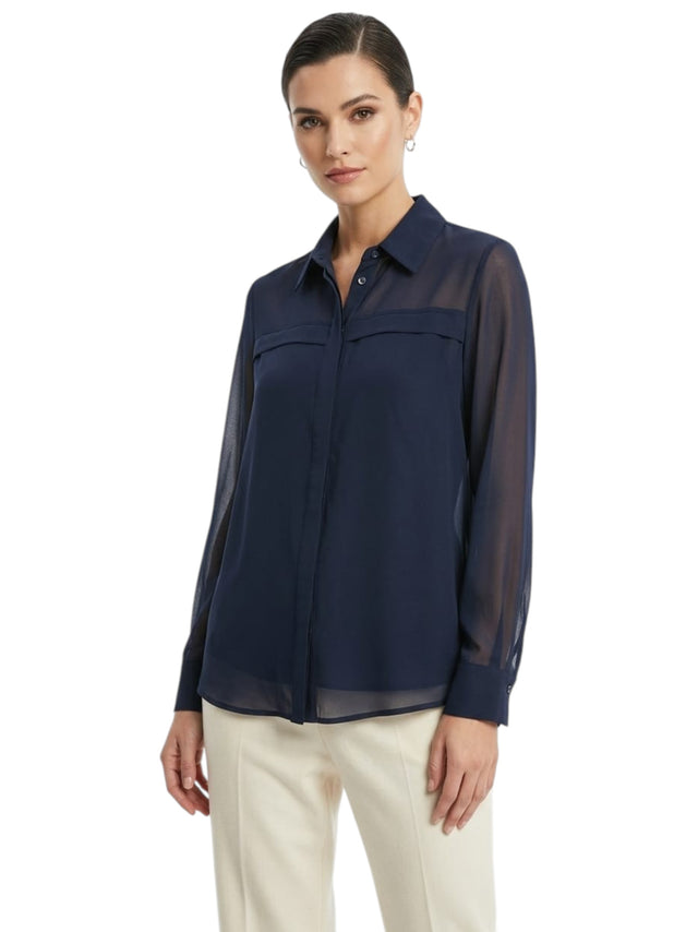 Image for Women's Plain Solid Chemise,Navy