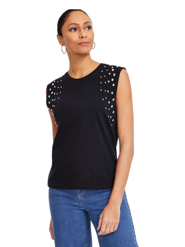 Image for Women's Rhinestones Top,Black