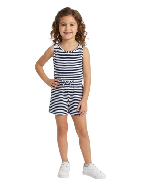 Image for Kids Girl's Navy Striped Jumpsuit,White