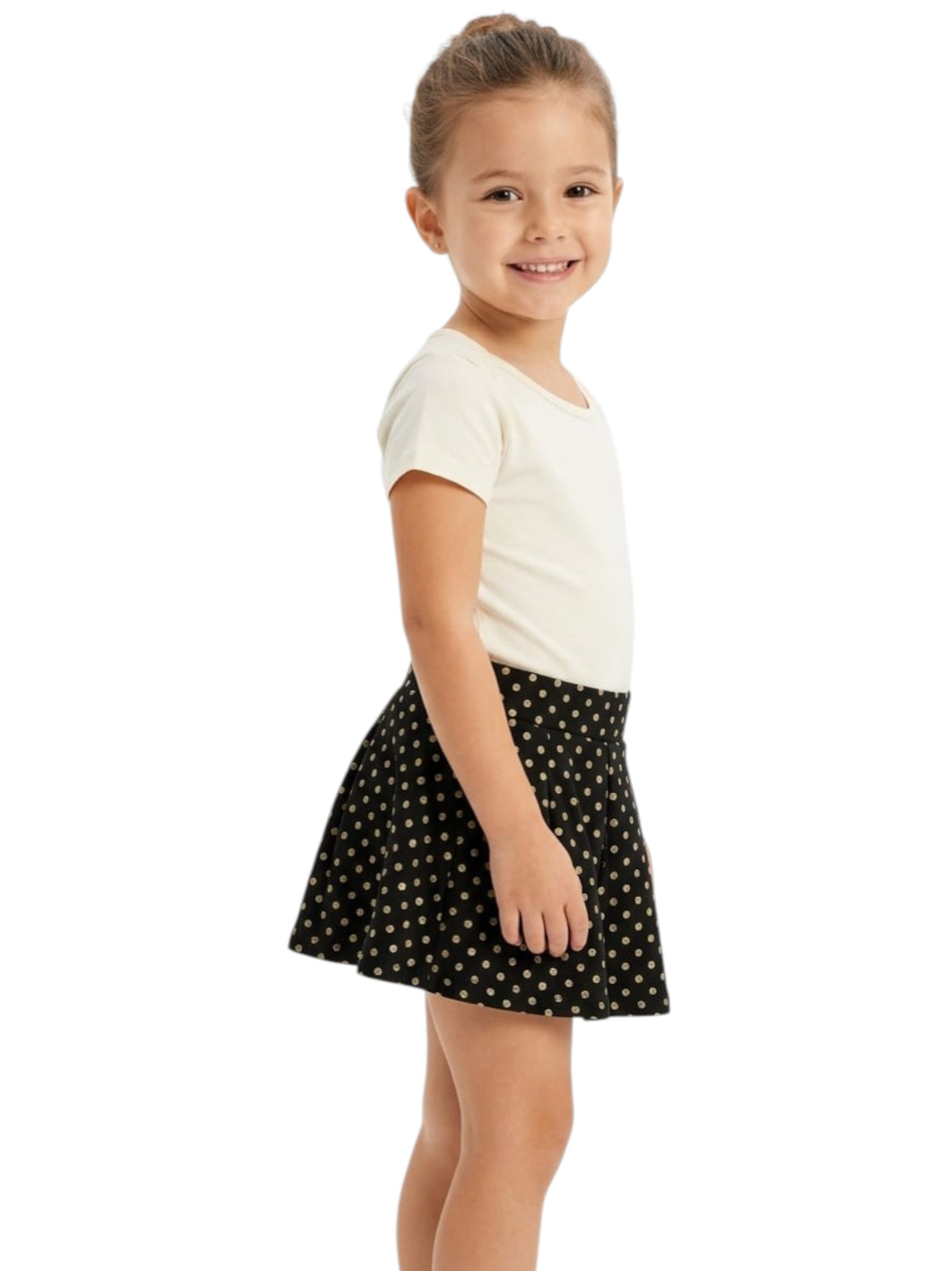 Image for Kids Girl's Gold Dotted Skirt,Black