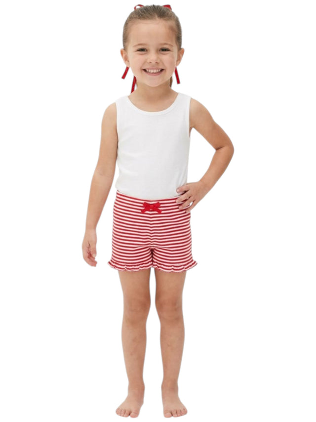 Image for Kids Girl's White Striped Short,Red