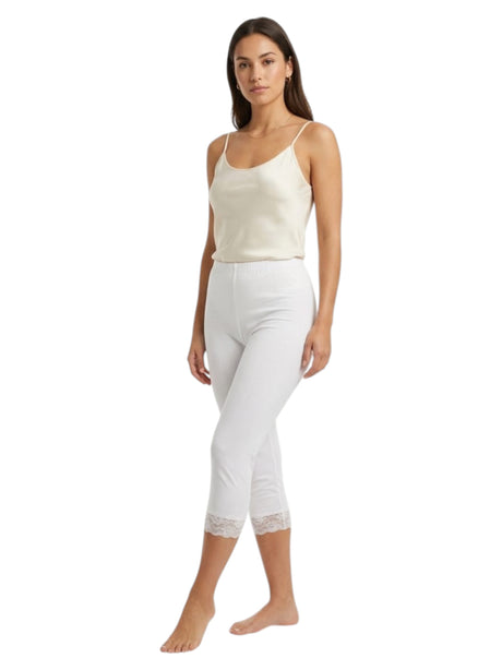Image for Women's Lace Plain Sleepwear Legging,White