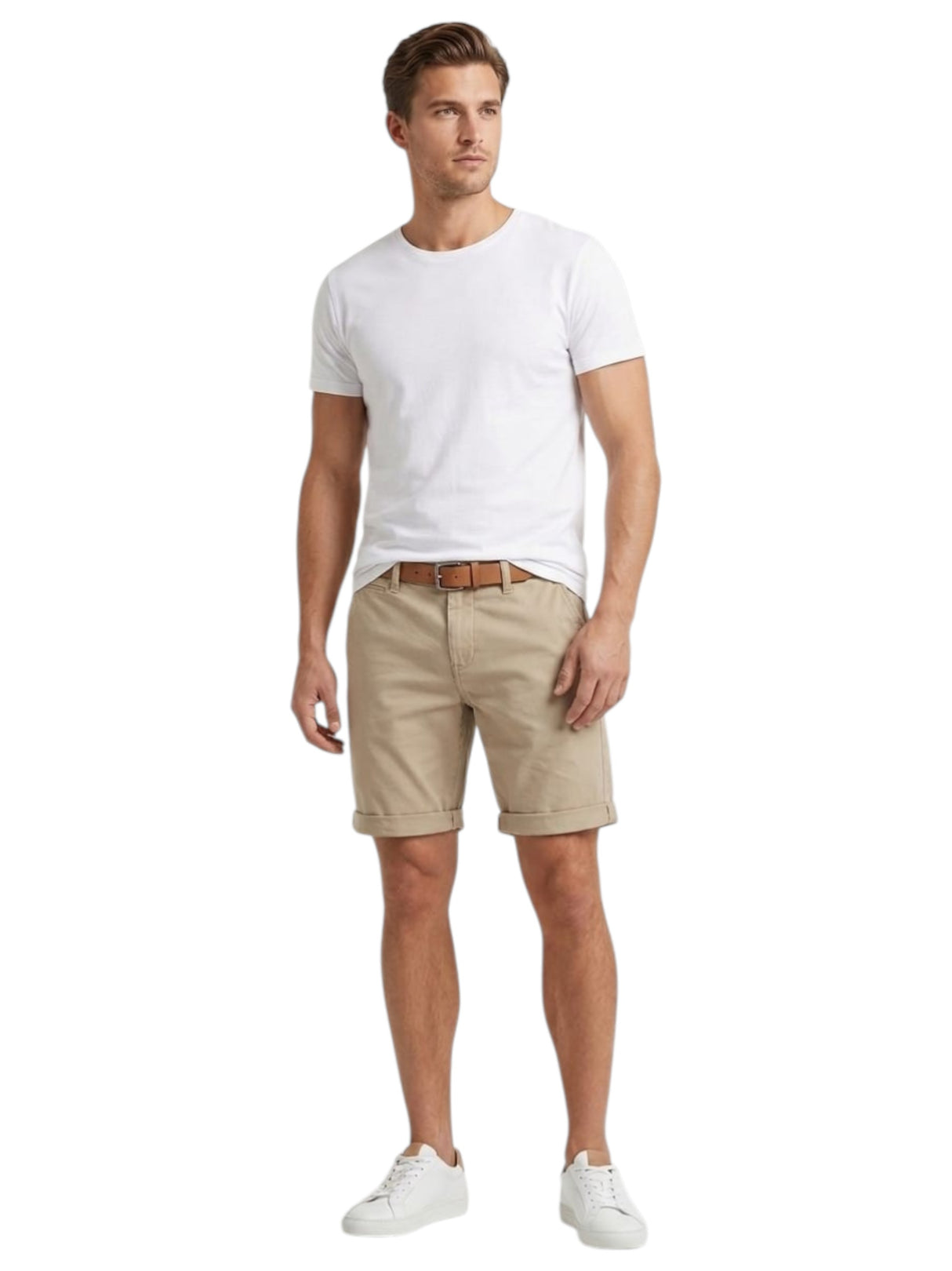 Image for Men's Plain Short &Belt,Beige